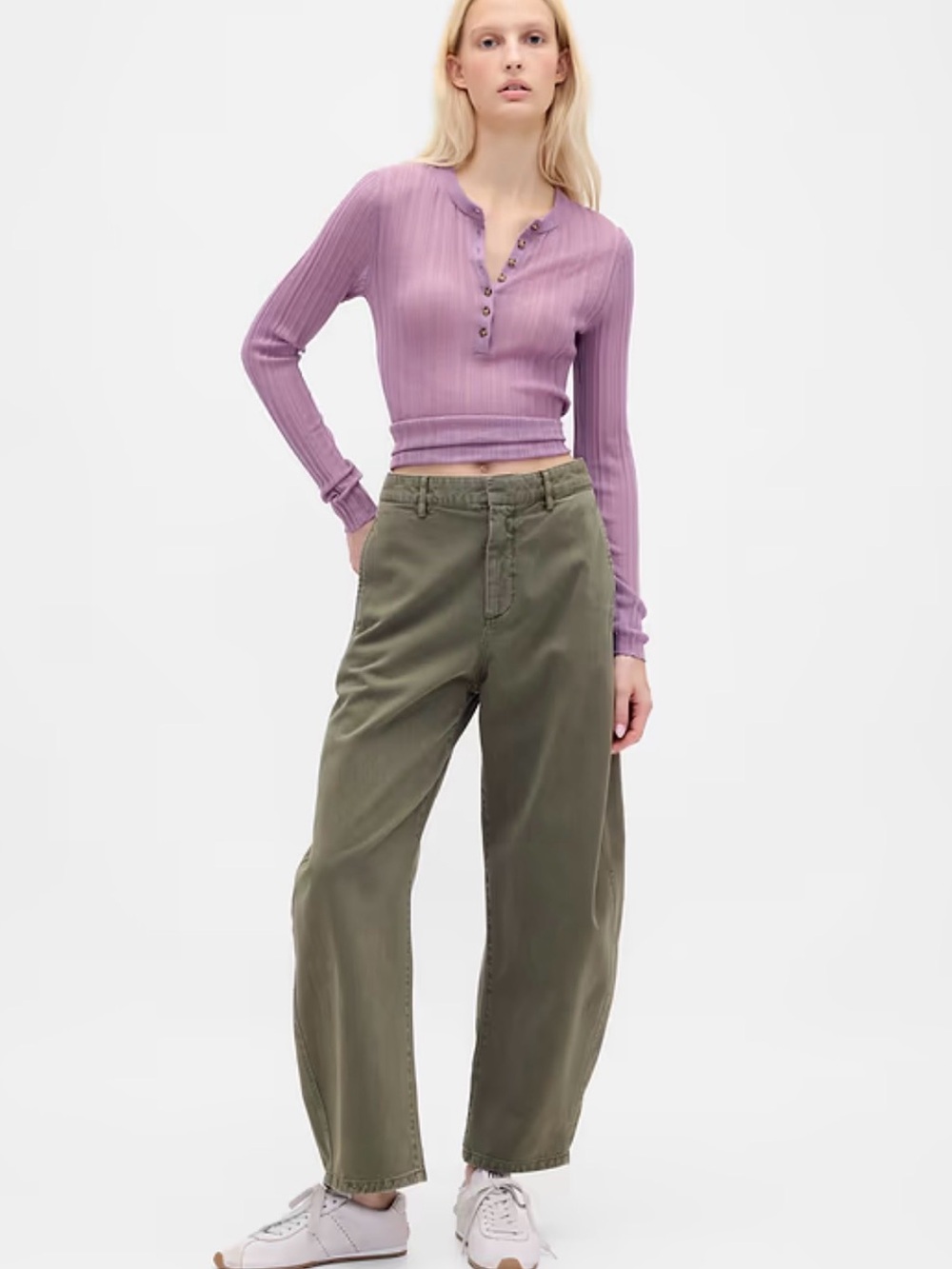 GAP Women's Green Barrel Cropped Utility Jeans